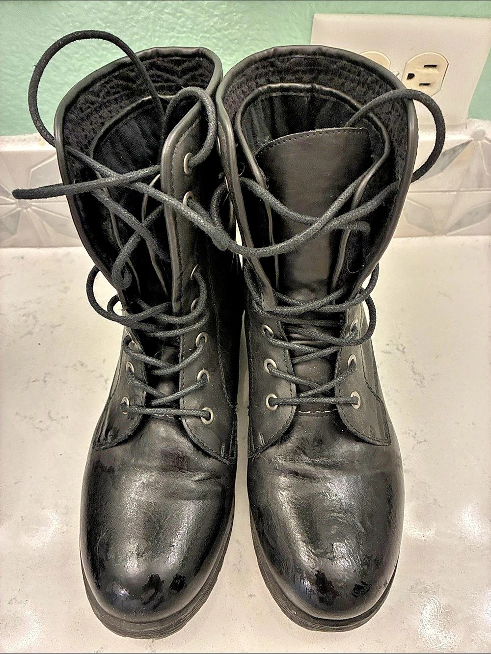 Black Lace-Up Combat Boots